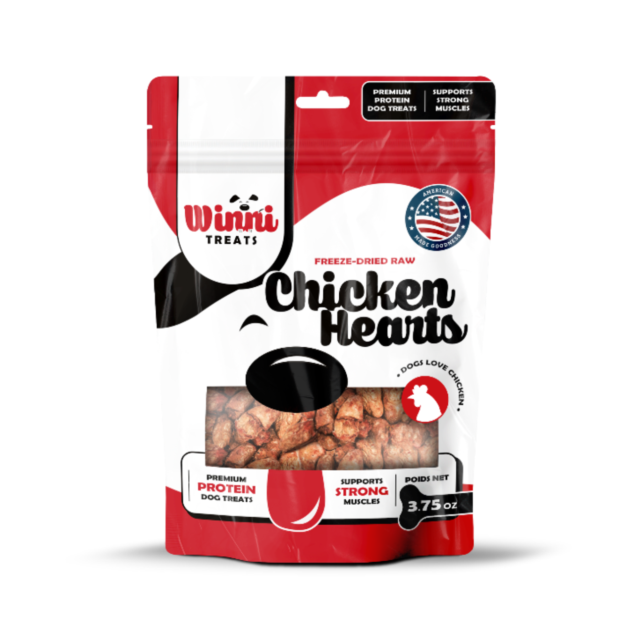 Nutritious Freeze Dried Raw Chicken Hearts - Healthy dog treats for training and snacking.